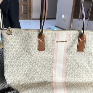 Michael Kors Beige and Pink Tote Bag